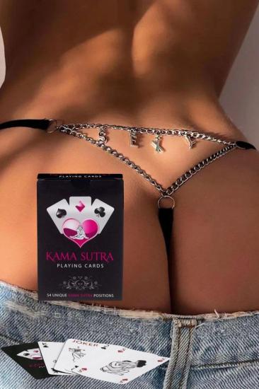 Sexy Görselli Oyun Kartı Kama Sutra Tanga Set