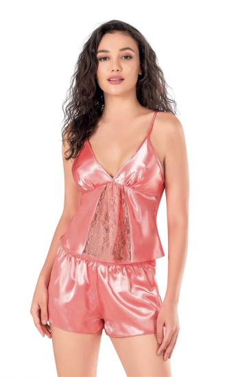 Mercan Saten Babydoll Şort Takımı