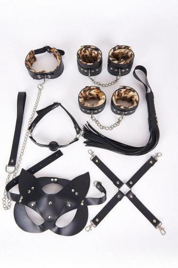 Deri Harness Leopar Set