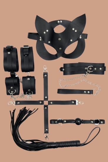 Siyah 7’li Deri Harness Fantezi Set